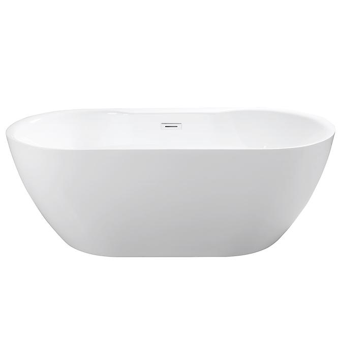 Frei stehende Badewanne Navia 160/80 Überlaufgarnitur Click-Clack mit rechteckigem Überlauf Slim Chrom