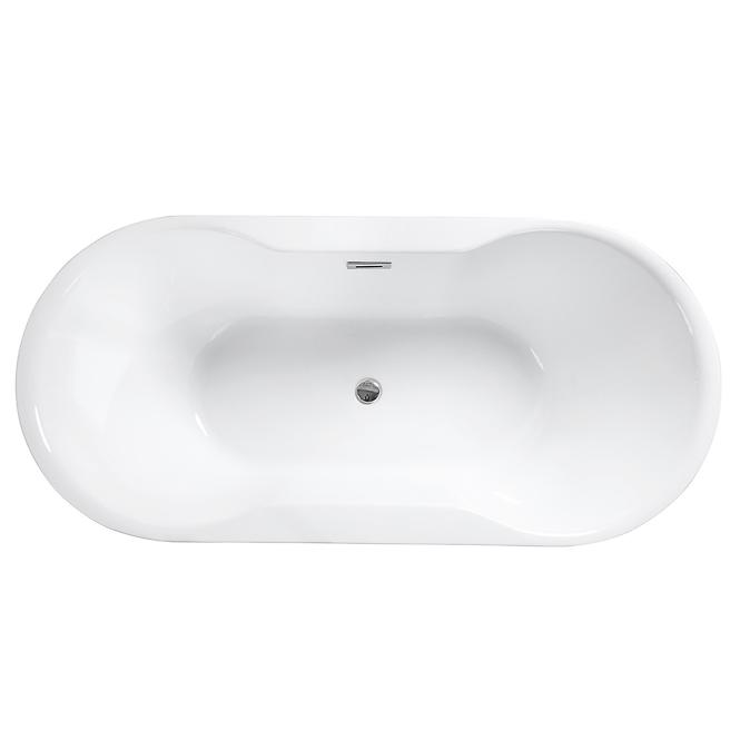 Frei stehende Badewanne Navia 160/80 Überlaufgarnitur Click-Clack mit rechteckigem Überlauf Slim Chrom