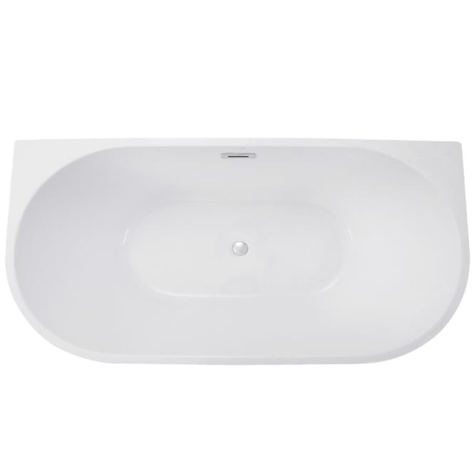 Frei stehende Badewanne zur Wand Vica 170/80 + Überlaufgarnitur Click-Clack mit rechteckigem Überlauf Slim Chrom