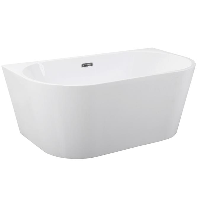 Frei stehende Badewanne zur Wand Vica 170/80 + Überlaufgarnitur Click-Clack mit rechteckigem Überlauf Slim Chrom