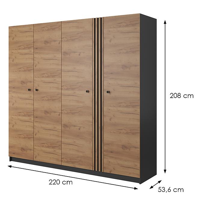 Schrank Deco 220 Anthrazit/Eiche Gold Craft