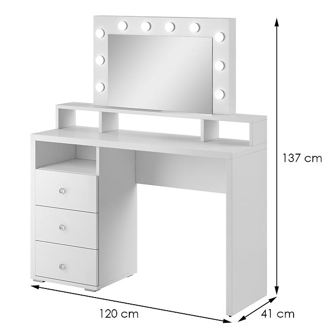 Schminktisch mit Beleuchtung 3S Diva 49 Laminat weiß