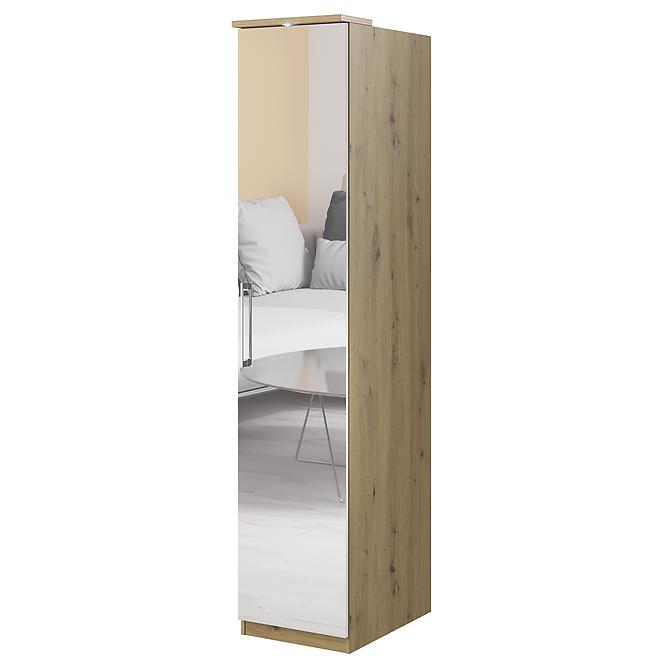 Schrank Optima 57 1D Spiegel L/P artisan/weiß Glanz