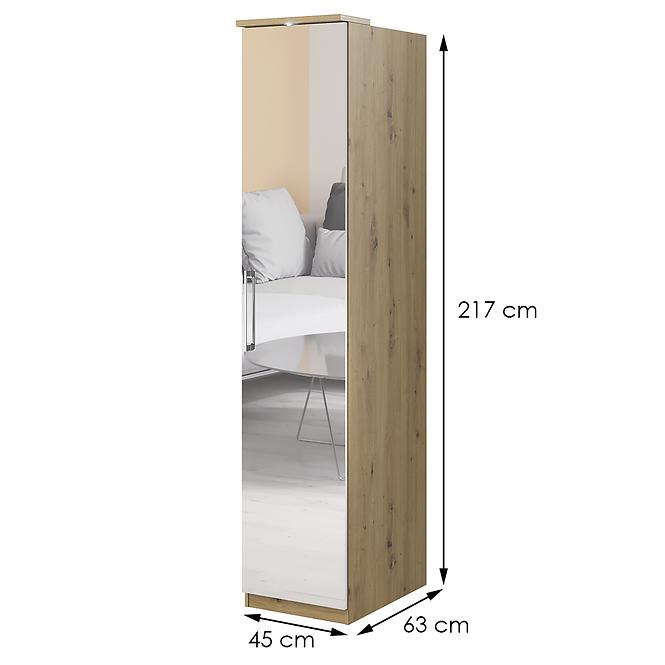 Schrank Optima 57 1D Spiegel L/P artisan/weiß Glanz