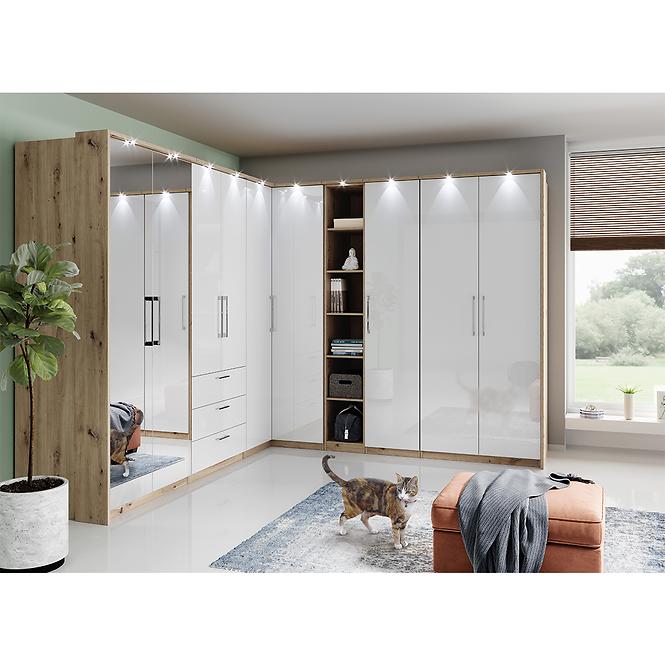 Schrank Optima 57 1D Spiegel L/P artisan/weiß Glanz