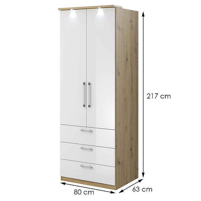 Schrank Optima 68 2D 3S artisan/weiß Glanz