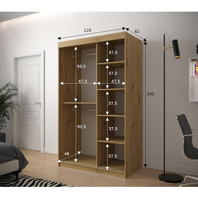 Schrank Heksagon 120 Eiche artisan/Eiche artisan/schwarz