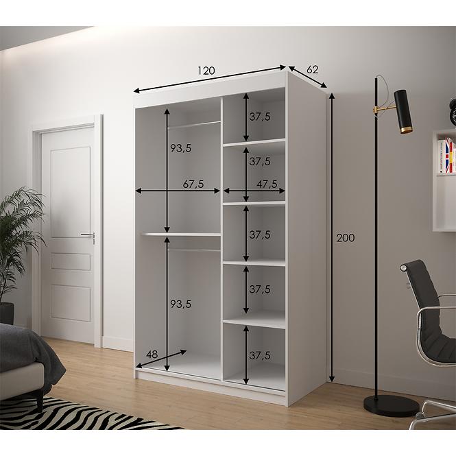 Schrank Heksagon 120 weiß/Eiche artisan/schwarz