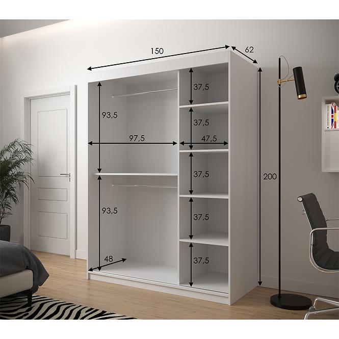 Schrank Heksagon 150 weiß/weiß/schwarz