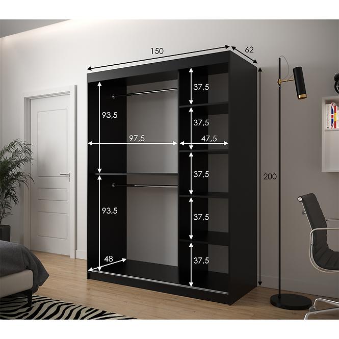 Schrank Heksagon 150 schwarz/weiß/schwarz