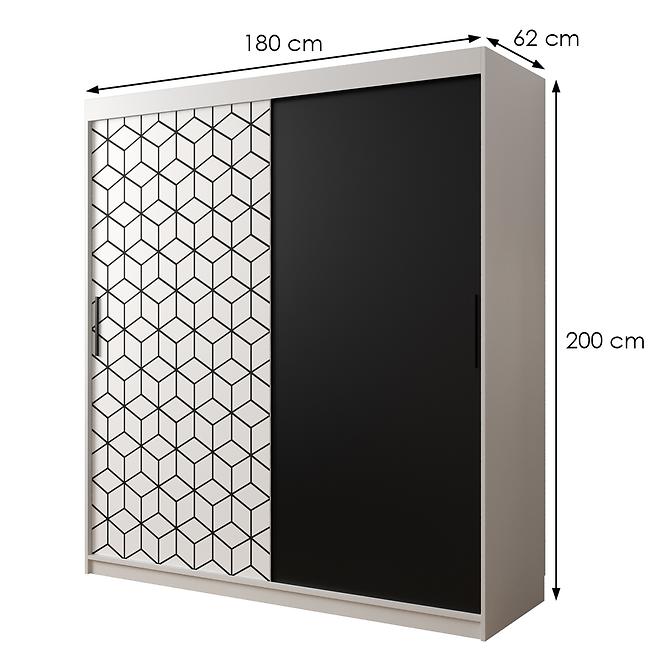 Schrank Heksagon 180 weiß/weiß/schwarz