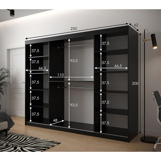 Schrank Heksagon 250 schwarz/Eiche artisan/schwarz