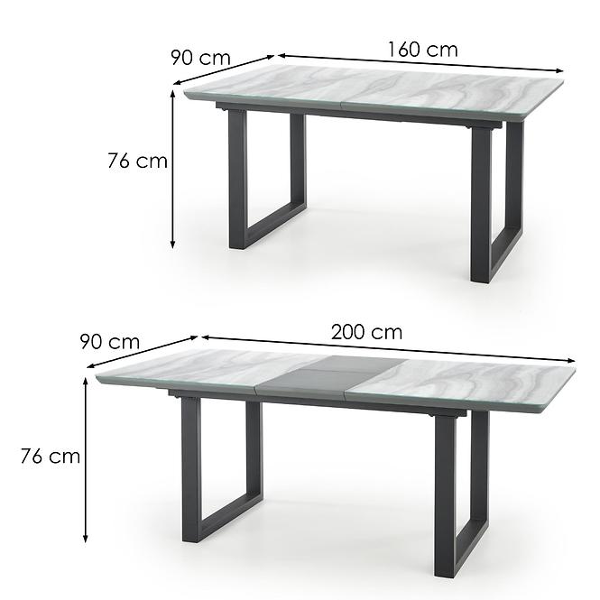 Esstisch Marley 160/200 Weiß Marmur/Aschfahl/Schwarz