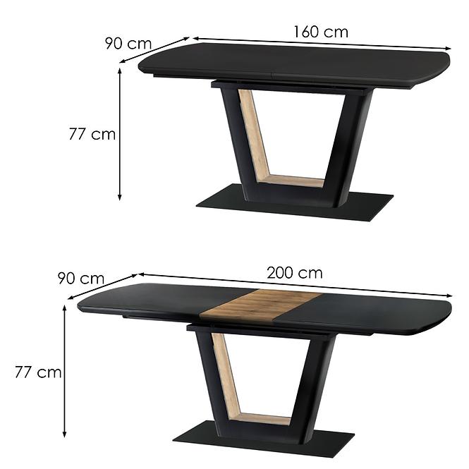 Esstisch Farrel160/200 Glas/Mdf/Stahl – Schwarz/Mutterowy