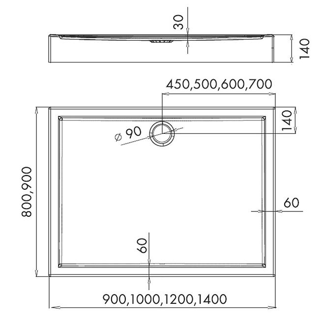 Duschwanne Competia 90x100x14 3.0168