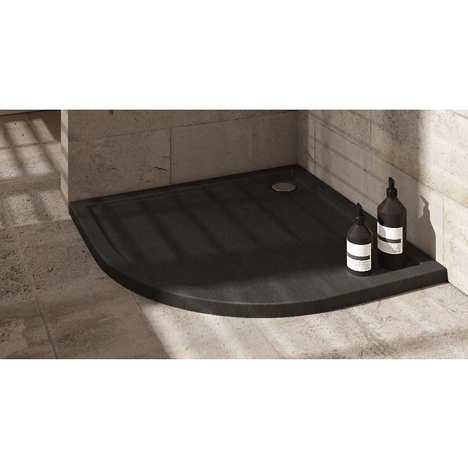 Duschwanne halbrund Caspar New Black Stone 90x90x4,5 R55 3.2334/C/St