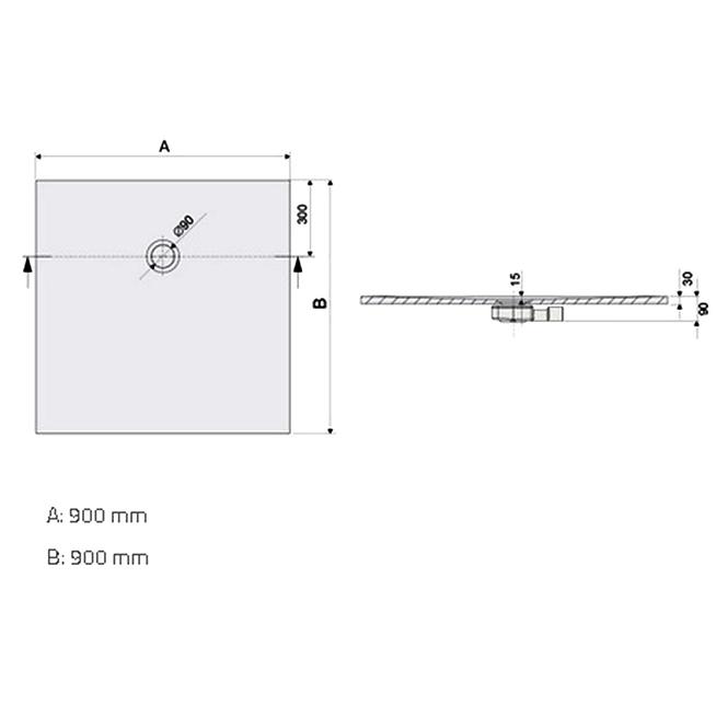 Duschwanne B-M/Open 90x90x1.5