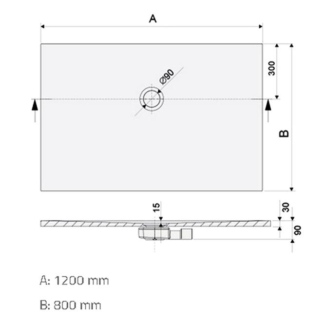 Duschwanne B-M/Open 80x120x1.5