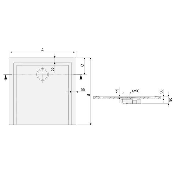 Duschwanne B-M/Space S 110x110x1,5