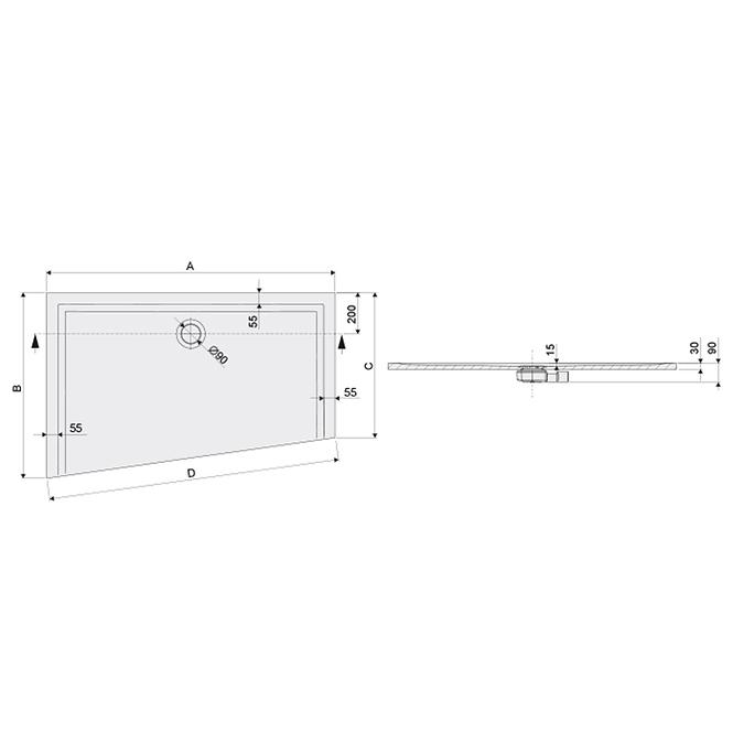 Duschwanne BTL-M/Space 90x120x1,5