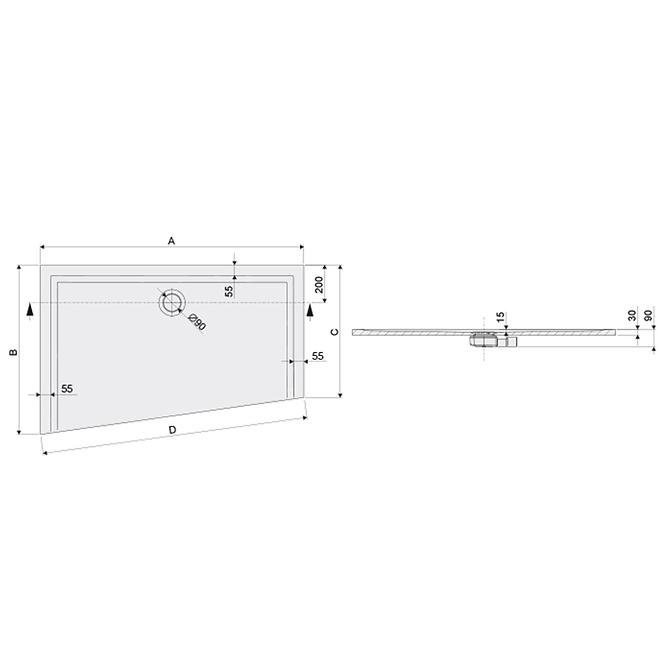 Duschwanne M/Space 90x140x1,5