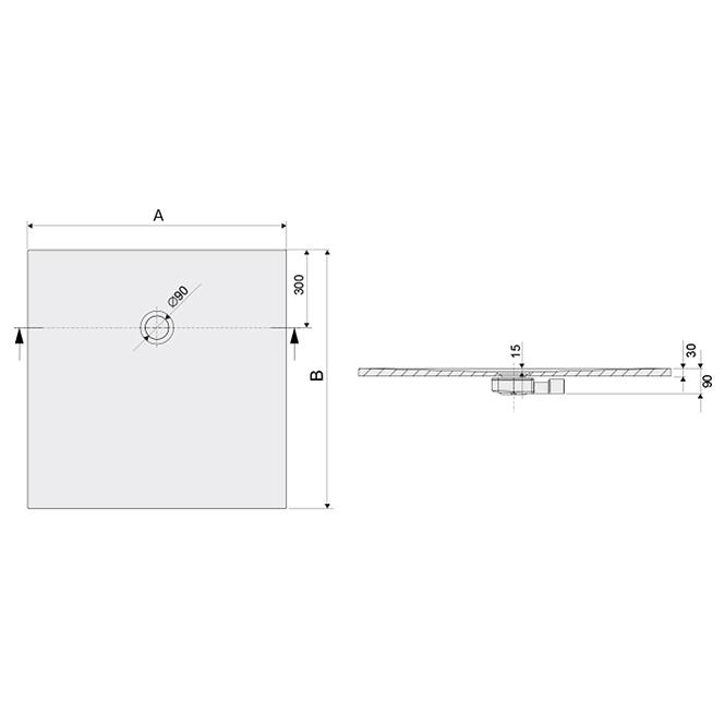 Duschwanne B-M/Open Str 80x80x1,5