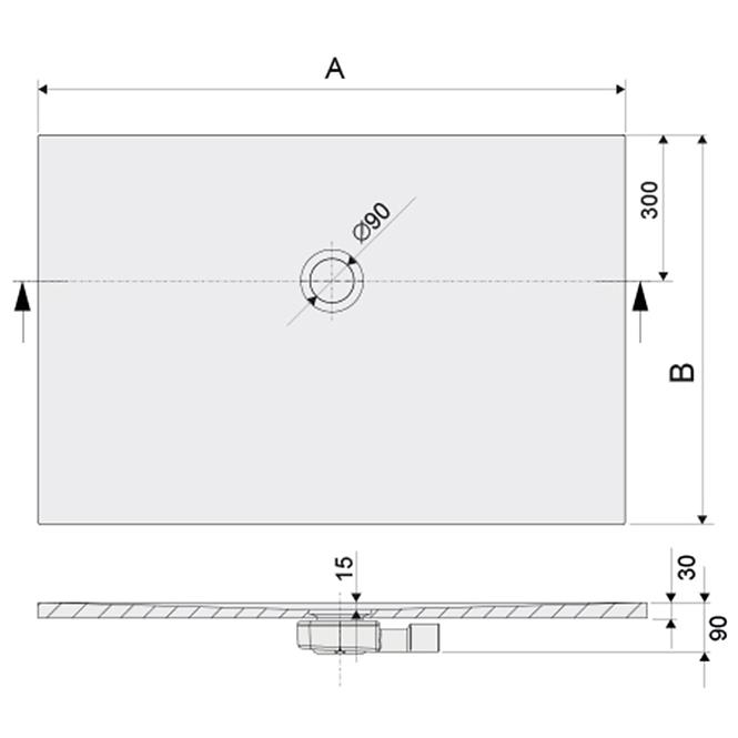 Duschwanne B-M/Open Str 70x90x1,5