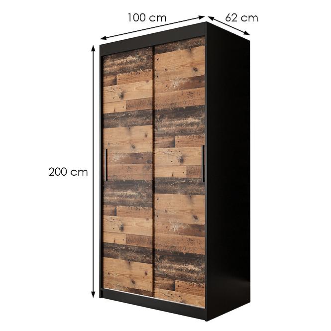 Schrank Old Wood T 100 Schwarz/Old Style