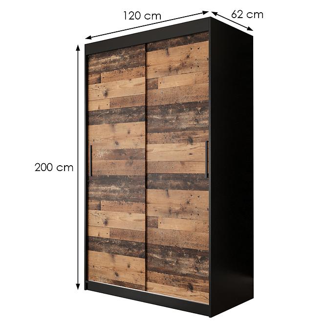 Schrank Old Wood T 120 Schwarz/Old Style