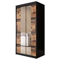 Schrank Old Wood T1 100 Schwarz/Old Style/Lustro