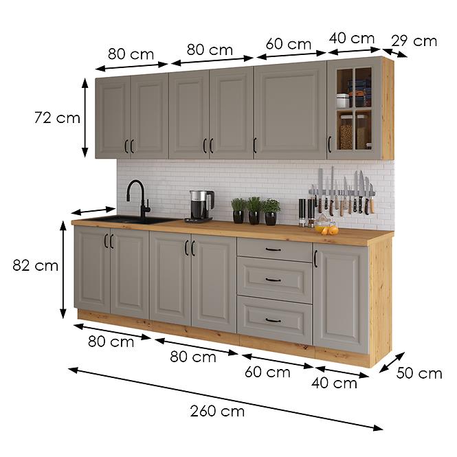 Küchenzeile Stilo claygrey/artisan 260 ohne Arbeitsplatte