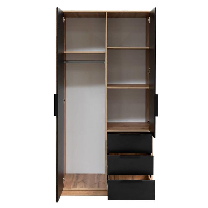 Schrank Bali D2 Lux schwarz/wotan/spiegel