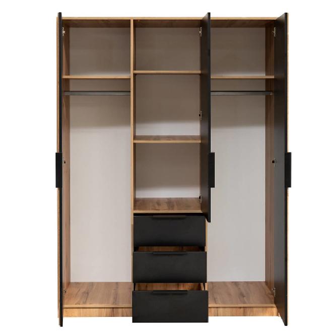 Schrank Bali D3 Lux schwarz/wotan/spiegel