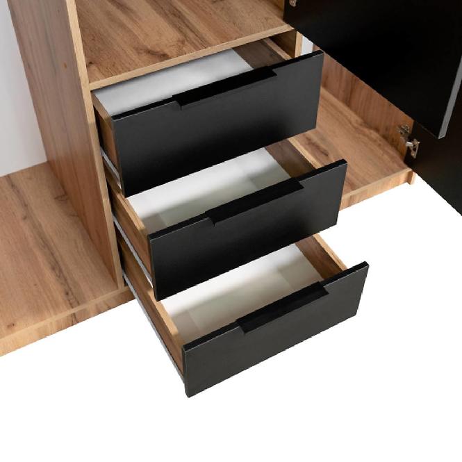 Schrank Bali D3 Lux schwarz/wotan/spiegel