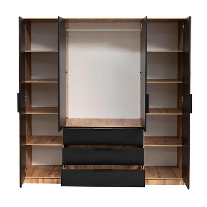 Schrank Bali D4 Lux schwarz/wotan/spiegel