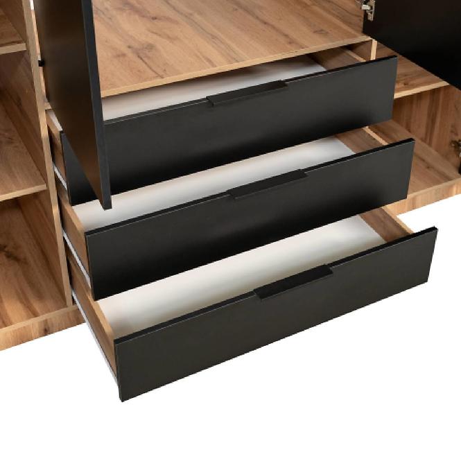 Schrank Bali D4 Lux schwarz/wotan/spiegel