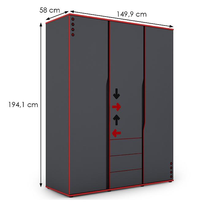 Schrank Matrix 3D graphit/rote