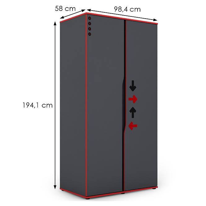 Schrank Matrix 2D graphit/rote