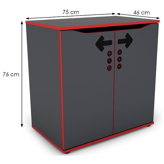 Kommode Matrix 75 2d graphit/rote