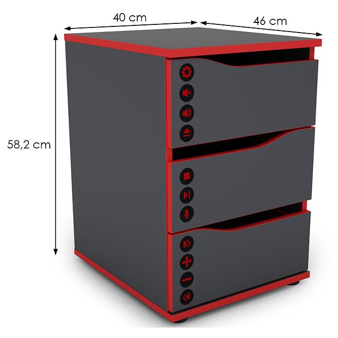 Kommode Matrix 40 3s graphit/rote