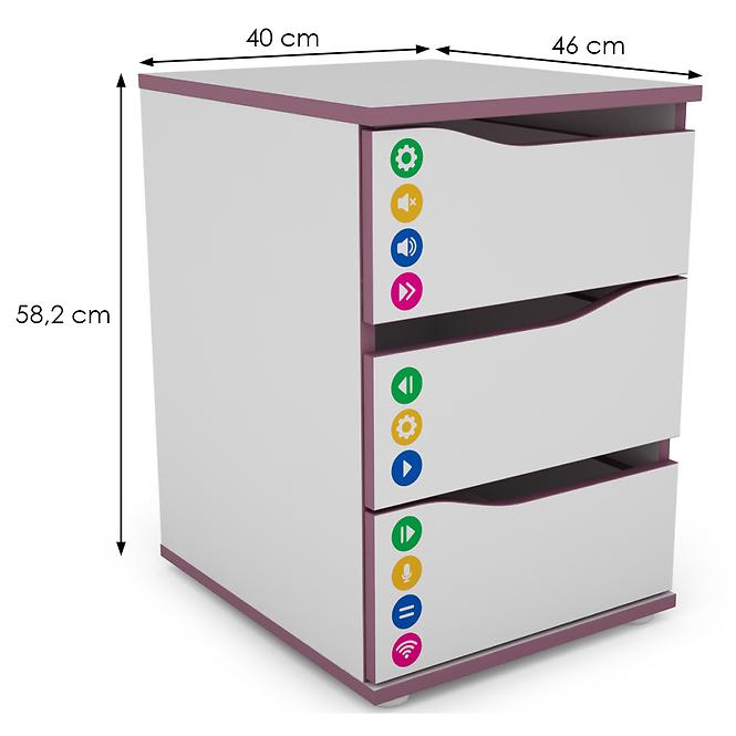 Kommode Matrix 40 3s weiß/violett