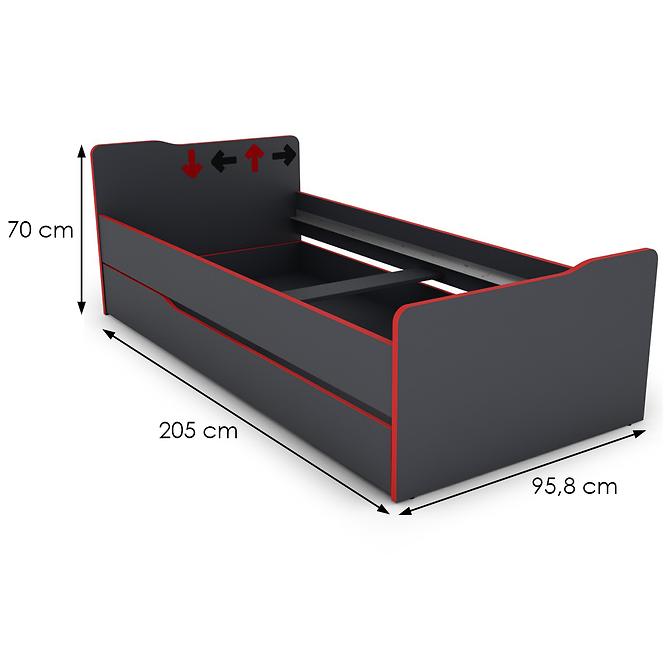 Bett Matrix 90 graphit/rote