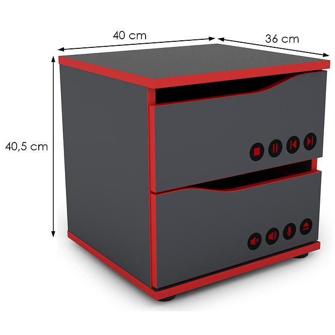 Nachttisch Matrix 40 2S graphit/rote