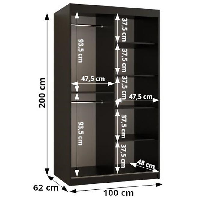 Schrank Kinszasa 100 schwarz/schwarz