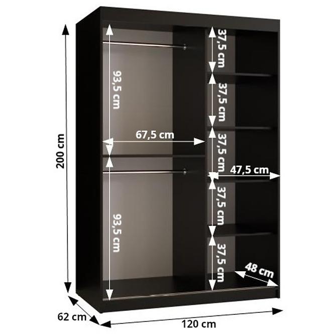 Schrank Kinszasa 120 weiß/schwarz