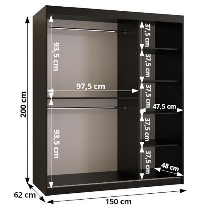 Schrank Kinszasa 150 weiß/schwarz