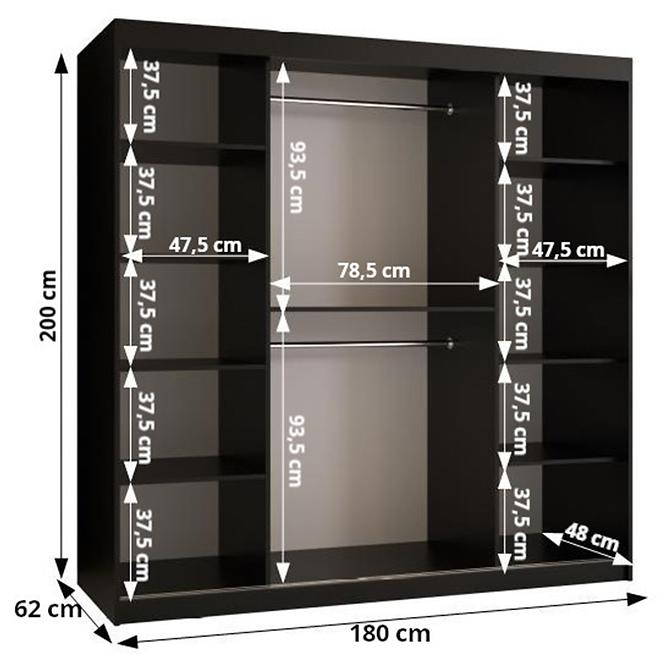 Schrank Kinszasa 180 schwarz/schwarz