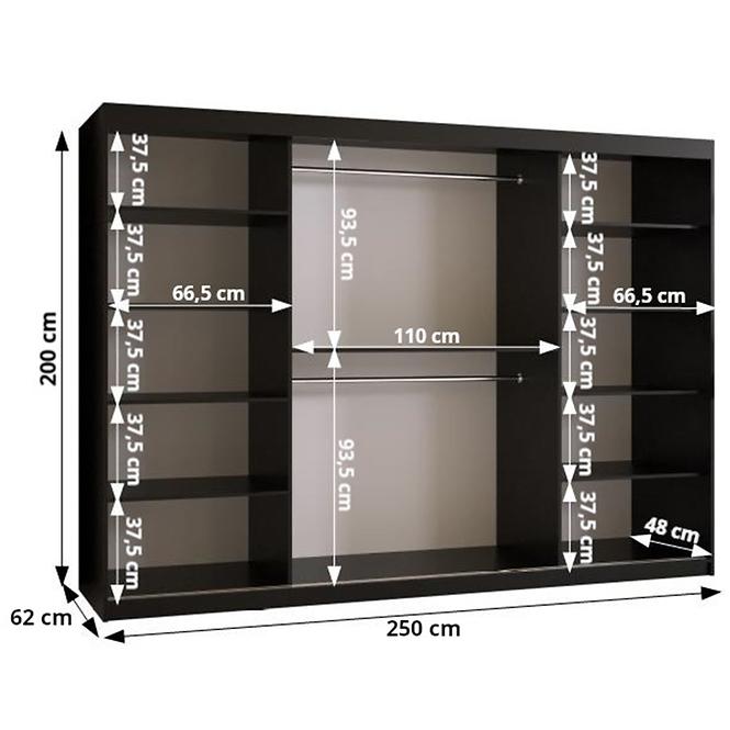 Schrank Kinszasa 250 weiß/schwarz