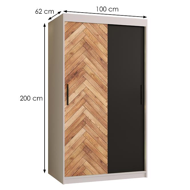 Schrank HERRINGBONE 100 Weiß/Schwarz/Fischgrät