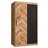 Schrank HERRINGBONE 100 Eiche artisan/Schwarz/Fischgrät